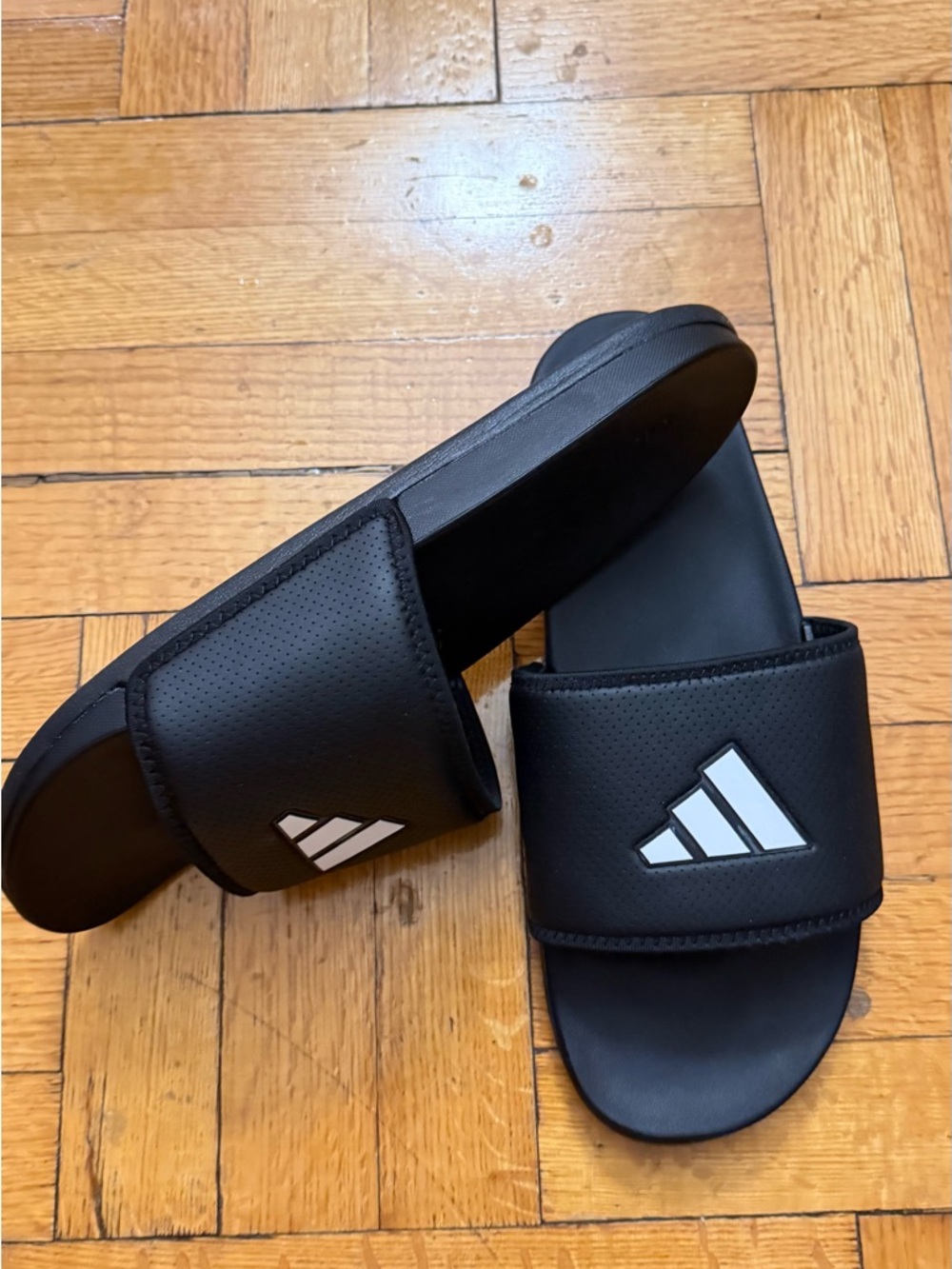 adidas Black Slide Sandals with White Logo Accent